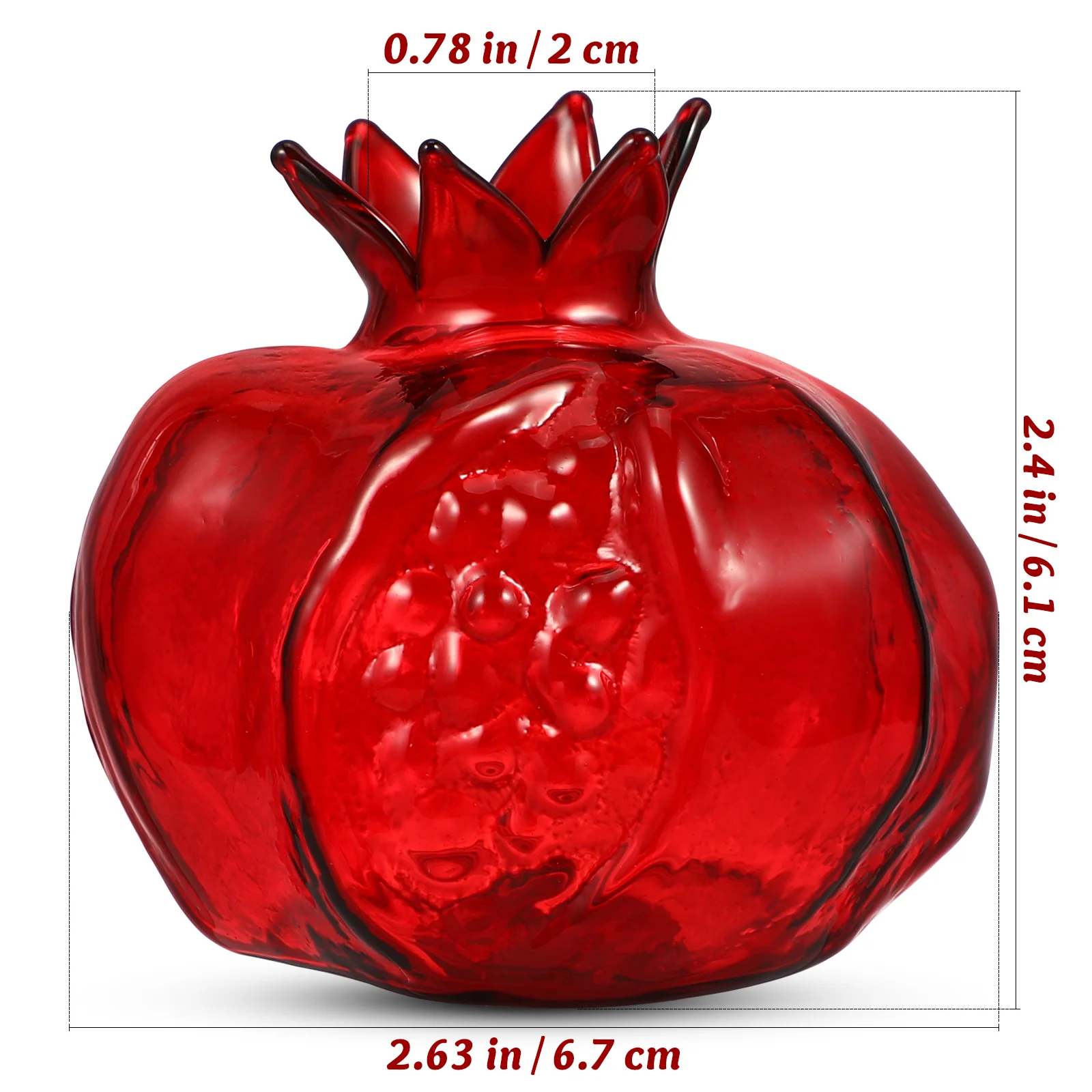 Artificial Flowers Plant Pomegranate Glass Vase Small Vases Clear Decor Translucent Bouquet 7x7cm Red for Office