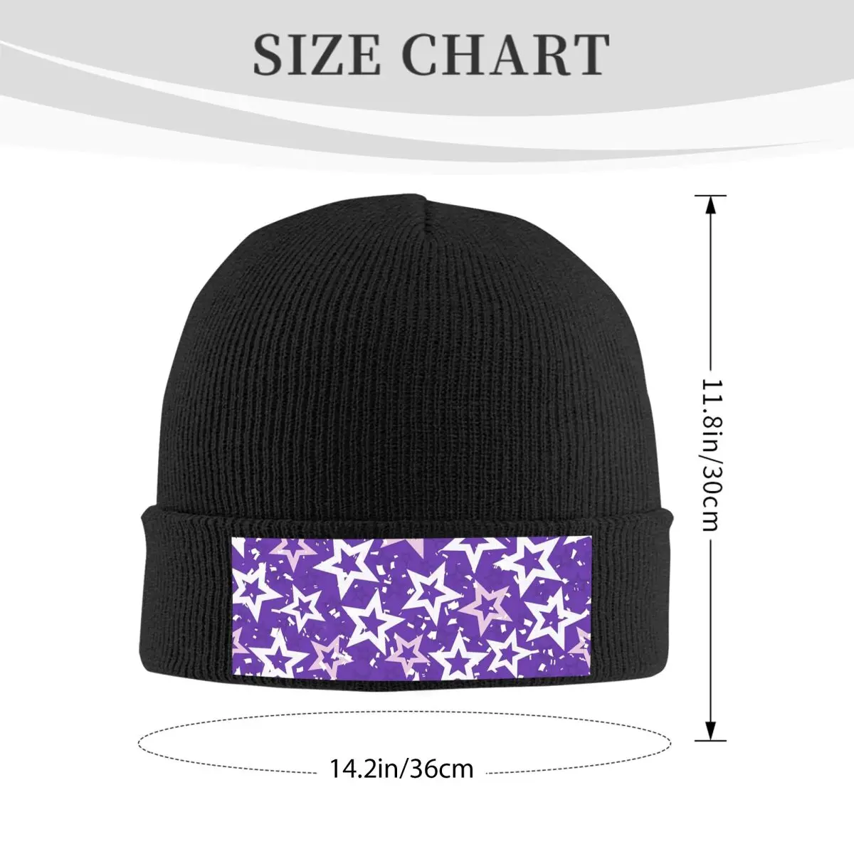 Colorful Rainbow Stars On A Purple Background Warm Knitted Cap Fashion Bonnet Hat Autumn Winter Outdoor Beanies Hats for Unisex