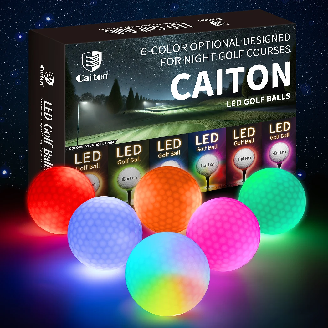 Caiton PRO LED Golf Balls – Set of 6 Ultra-Bright, Impact-Activated Night Balls, Ideal for Night Golf, Perfect Gift for Golfers