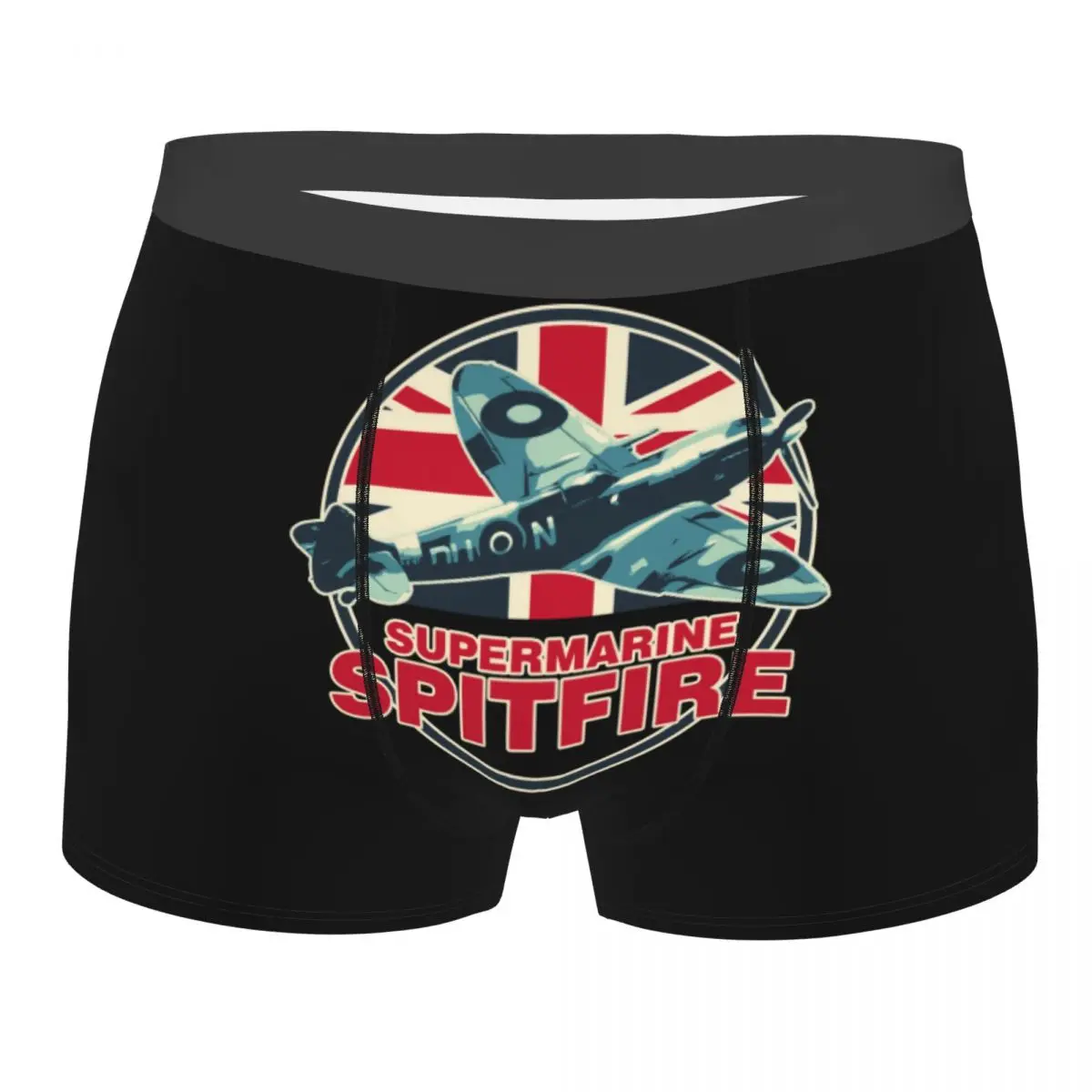 Custom Spitfire RAF Supermarine Fighter Aircraft Plane Underwear Men Stretch Airplane British ww2 UK Boxer Briefs Shorts Panties