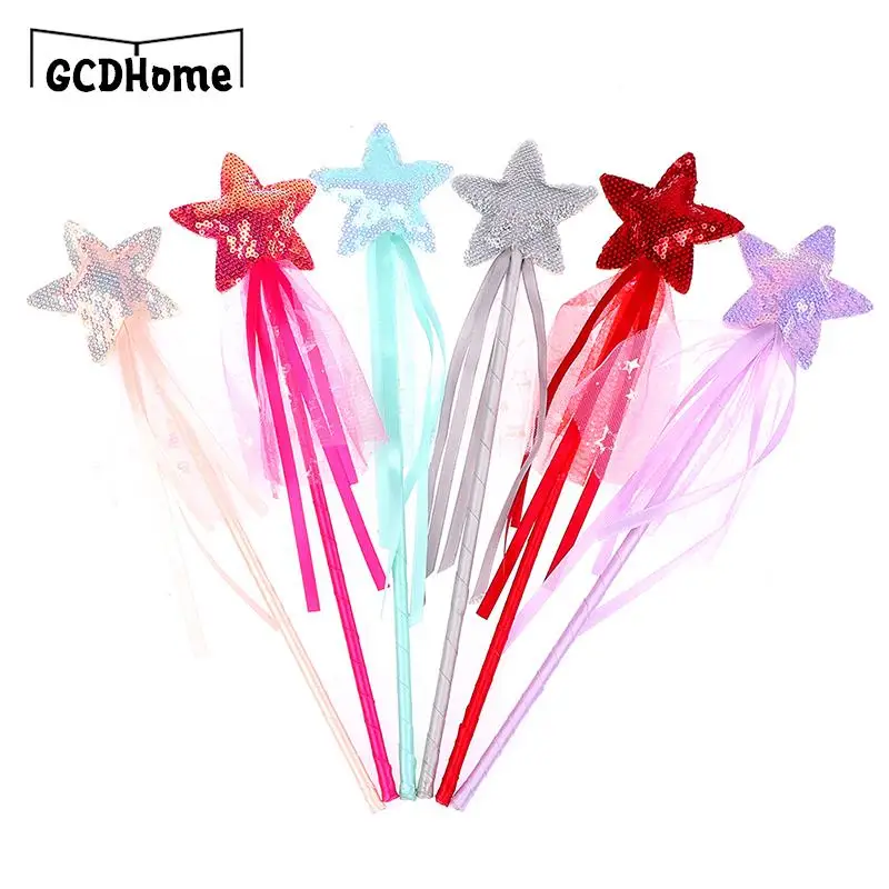 Cute Dreamlike Five Pointed Star Fairy Wand Kids Stick Girl Birthday Gift Party Christmas Halloween Princess Cosplay Prop