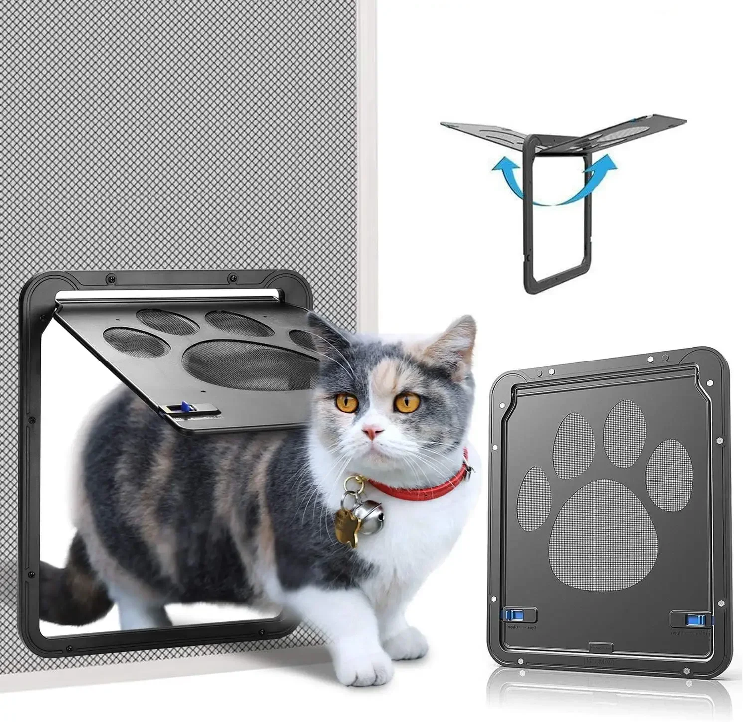 Pet Screen Door Large Cat Dog Doors for Exterior Interior Doors with Magnet Lockable Flap Net Gate Patio Window for Any Dog Cats