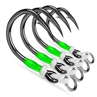 Deep Sea Big Fish Catch Fishing Hooks High Carbon Steel Assisted Hooks with Feathers Size 5/0 6/0 8/0 10/0 Giant Fish Fish Hooks 4