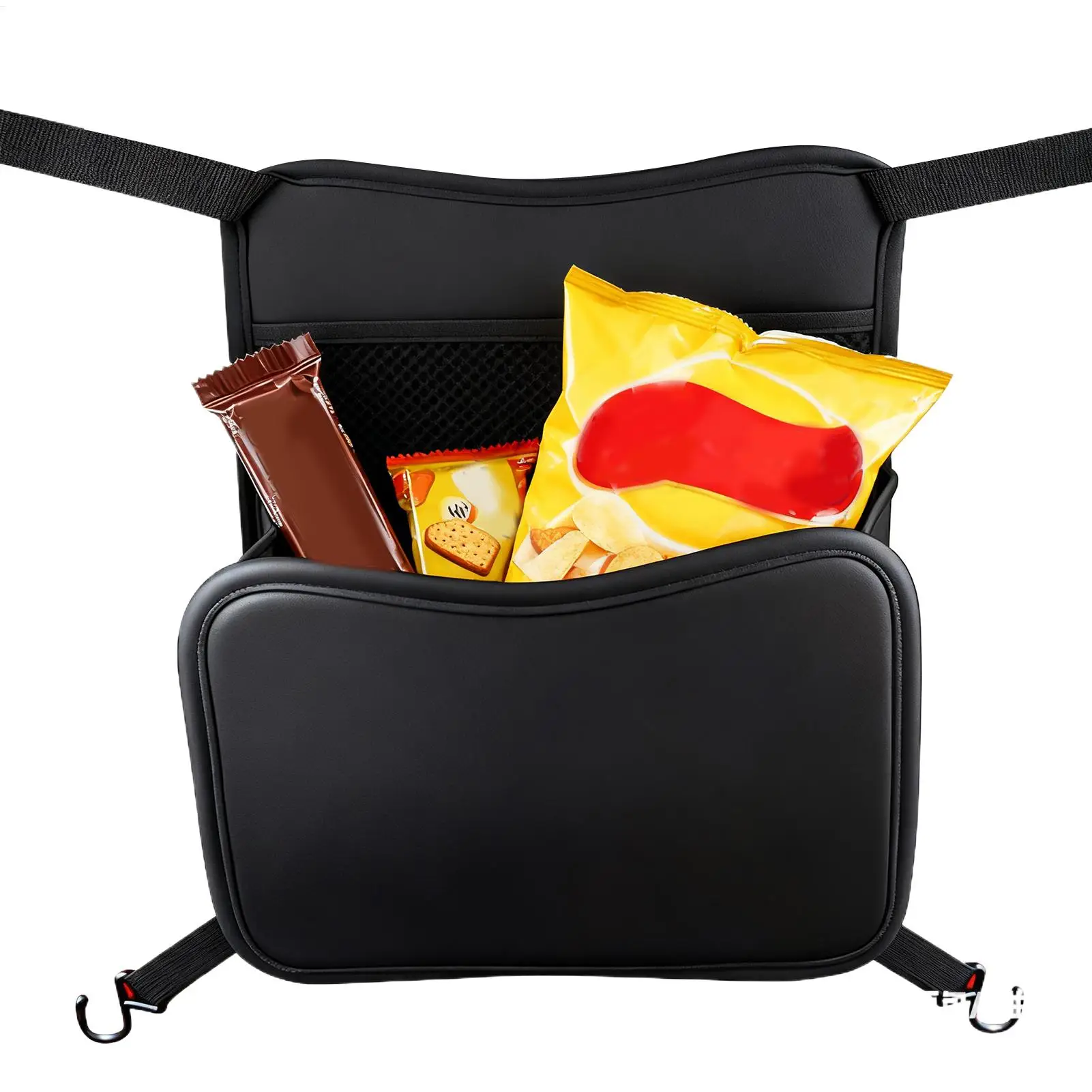 Car Organizer Between Front Seats PU Leather Storage Bag With Compartments Between The Seat Storage Bag For Snack Key Cup Purse