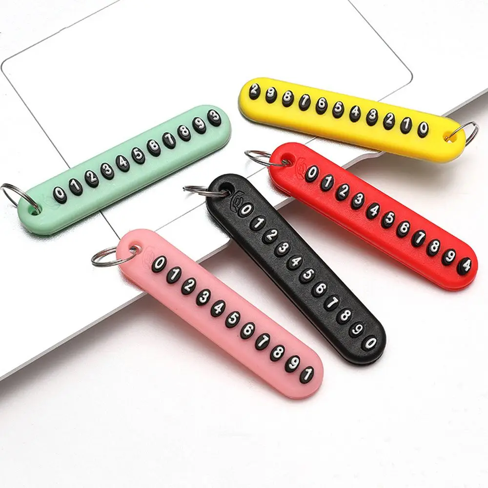 Красочный-АБС-пластик-временная-парковка-портативный-орнамент-номерной-знак-телефона-карта-анти-потерянный-брелок-для-ключей-с-номером-телефона-брелок-для-ключей-подвеска