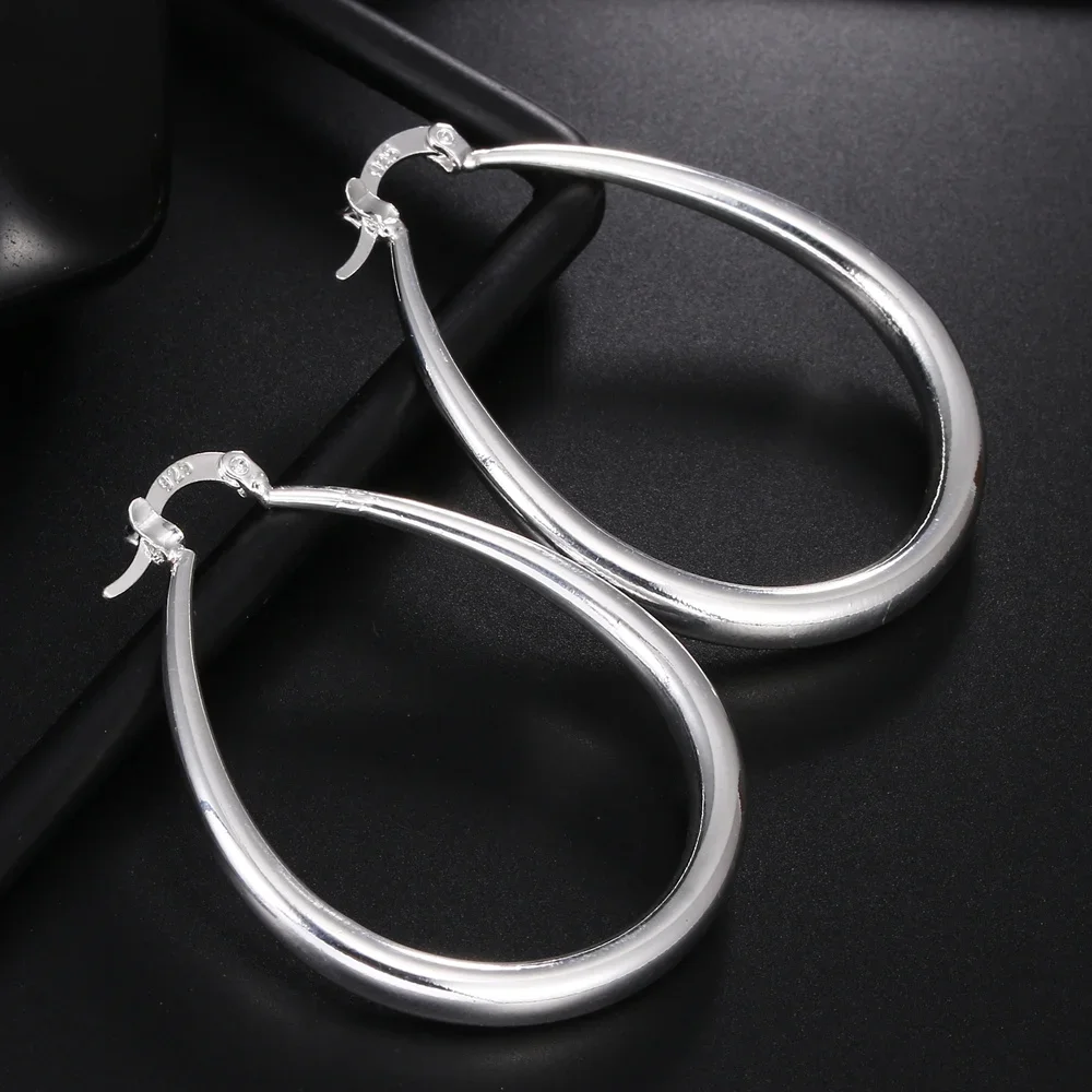 New Earrings 925 Sterling Silver Original Large and Small Hoop Earrings Zircon Fine Jewelry for Women Engagement Anniversary