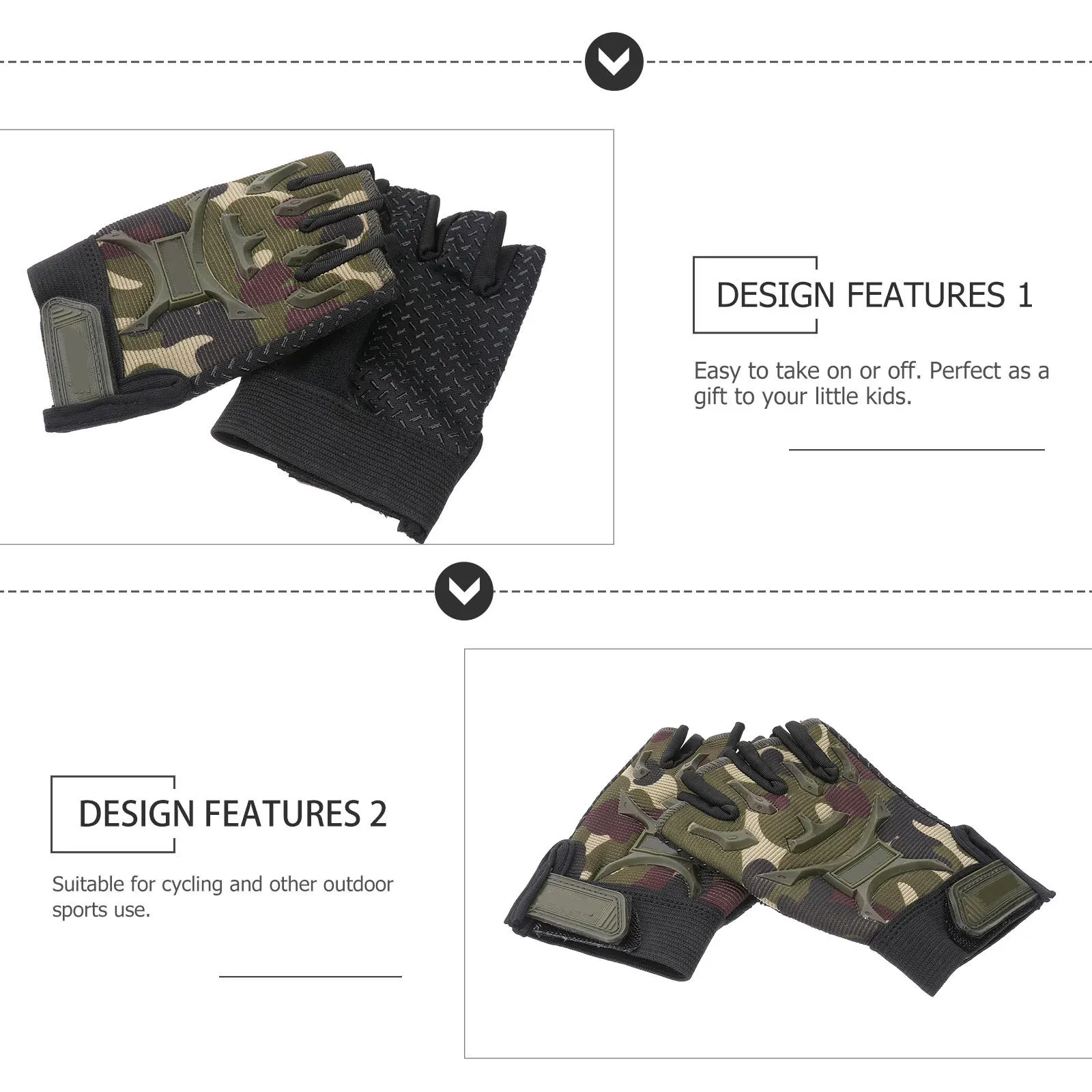 قفازات الدراجة الشتوية لركوب الدراجات للشباب بدون أصابع نصف مخيم باللون الأخضر