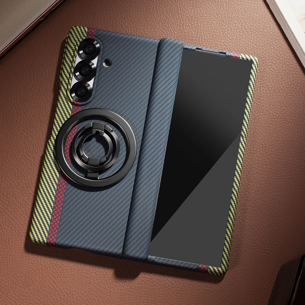 Strong Magnetic Magnet Folding Stand Carbon Fiber Phone Case for Samsung Z Fold 8 Ultra ZFold 7 6 5 4 3 Flip Hinged Back Cover view 2