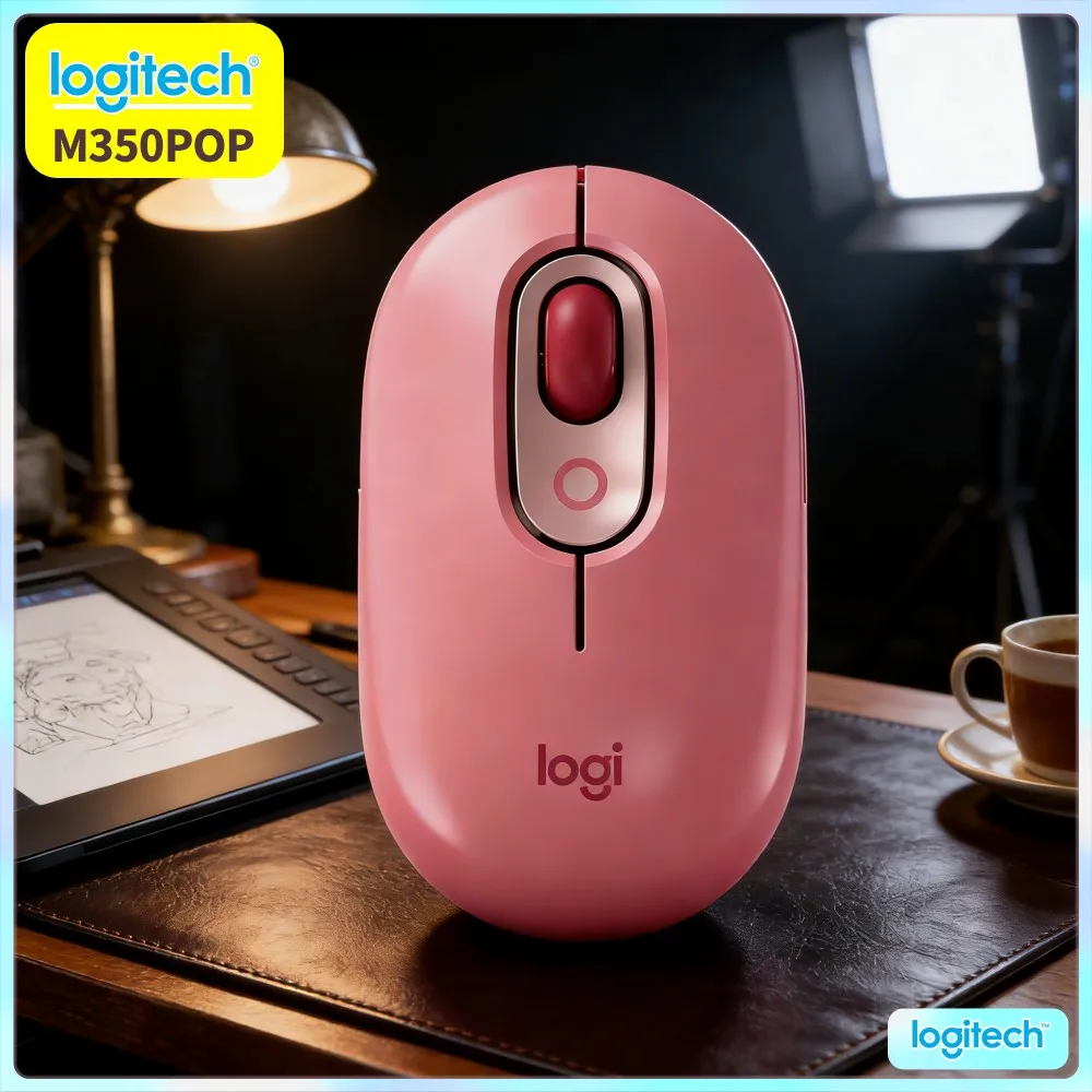 Logitech M350 POP Pebble Mouse 1000 DPI Optical Tracking Quiet Scroll USB Nano Receiver Magnetic Storage For Home Study Office