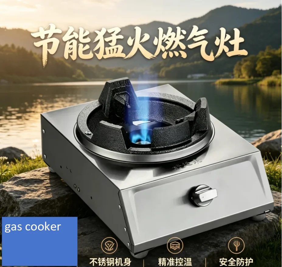 Stainless Steel High Pressure Gas Cooker Single Double Burner for Restaurant Home LPG Stove LYH