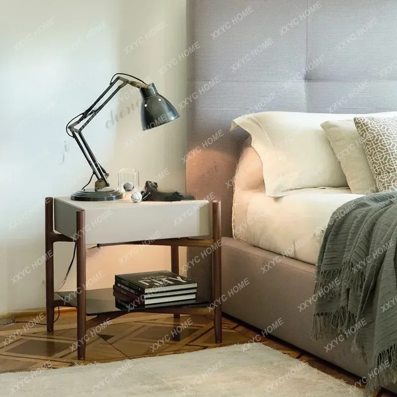 XX minimalist creative bedside table black walnut solid wood home bedroom bedside table customization