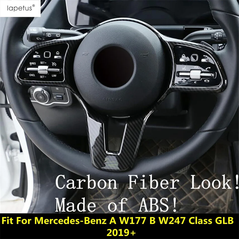 

Steering Wheel Frame Cover Trim For Mercedes-Benz A W177 B W247 Class GLB 2019 - 2024 ABS Carbon Fiber Accessories Interior Kit