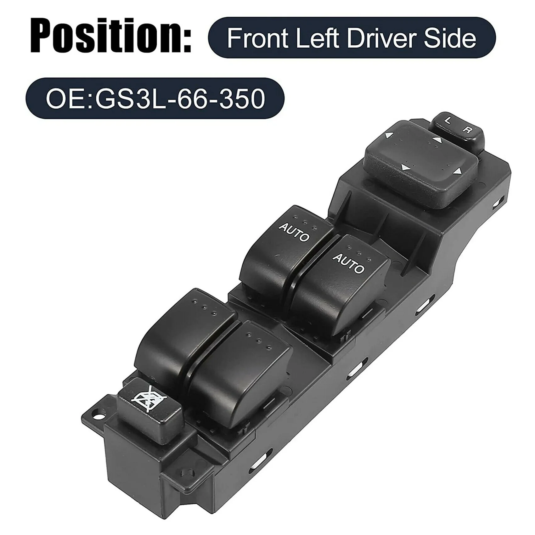 Power Window Master Control Switch Fit For 2007-2012 Mazda CX7 Front Left Drivers Side Replacement Part GS3L-66-350-A74F