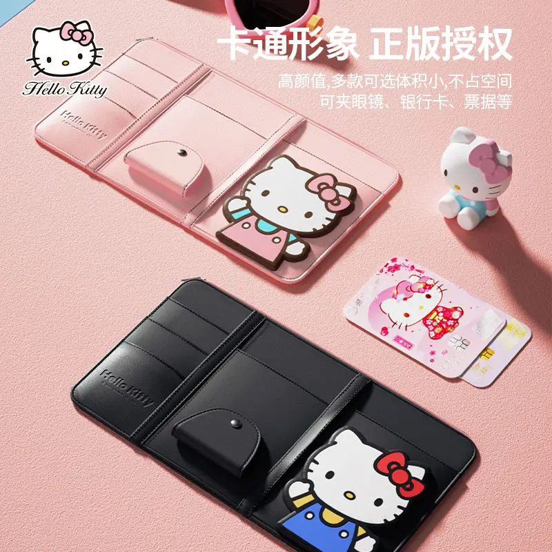 

Hello Kittys Car Sun Visor Organizer Sanrios Cinnamoroll Car Glasses Clip Kuromi Multifunctional Id Card Holder Car Accessories