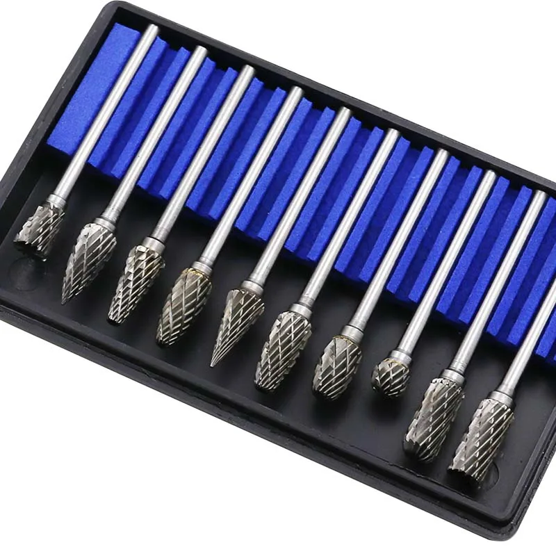 Brocas rotativas de carburo de tungsteno, vástago de taladro de 10 piezas, Com, cono de acero Hss, juego de Brocas de diamante, 10mm