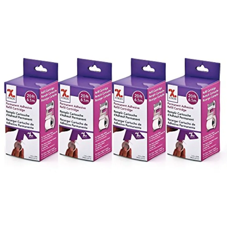 

Permanent Adhesive Refills for X150 Sticker Maker 1.5" x 20' Refill Cartridges 4 Pack AT155-20A