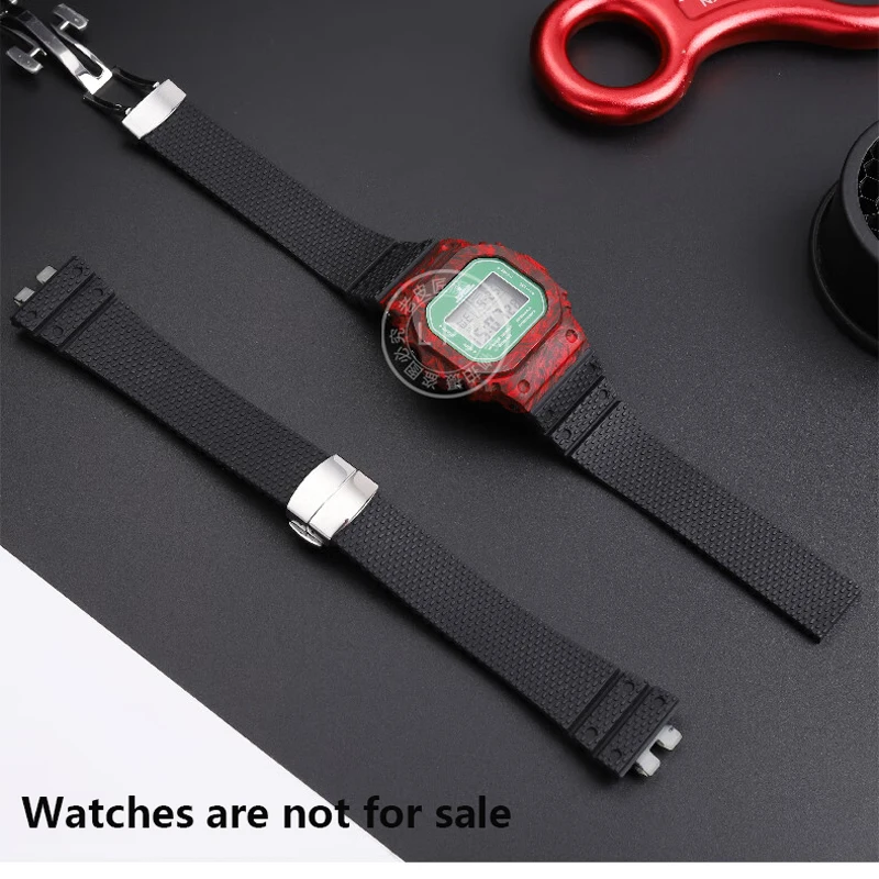 For Casio 35th Anniversary GMW-B5000 Strap for GM-B2100 Watch Sport Fluororubber Strap Men's Black Folding Buckle Bracelet