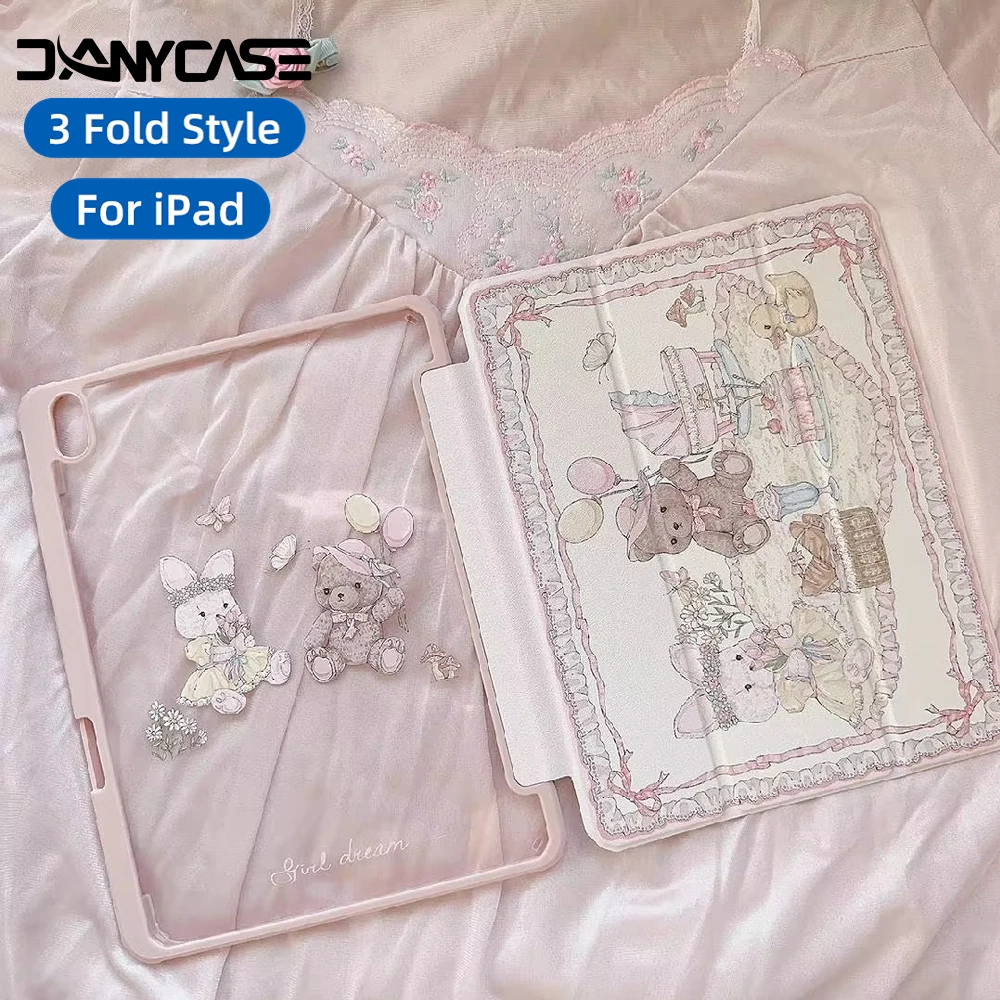 For 2025 iPad Air 11 Case iPad 10th Generation 11th A16 9th Cover Gen iPad Pro11 4 5 10.9in 12.9 M2 M3 M4 Pencil Holder Case