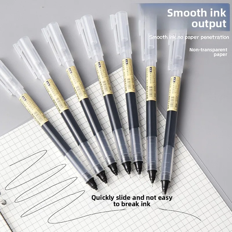 صندوق موكا مكون من 12 قلم جل عالي الجودة من نوع إبرة قلم حبر جاف سائل مستقيم أدوات مكتبية كاواي للكتابة