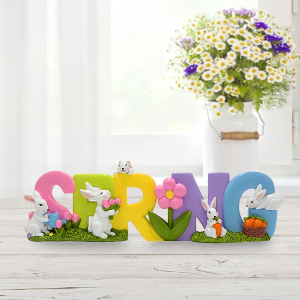 

Decoration Rabbit Card Ornaments Resin Sign Home Decorations Household Table Girl