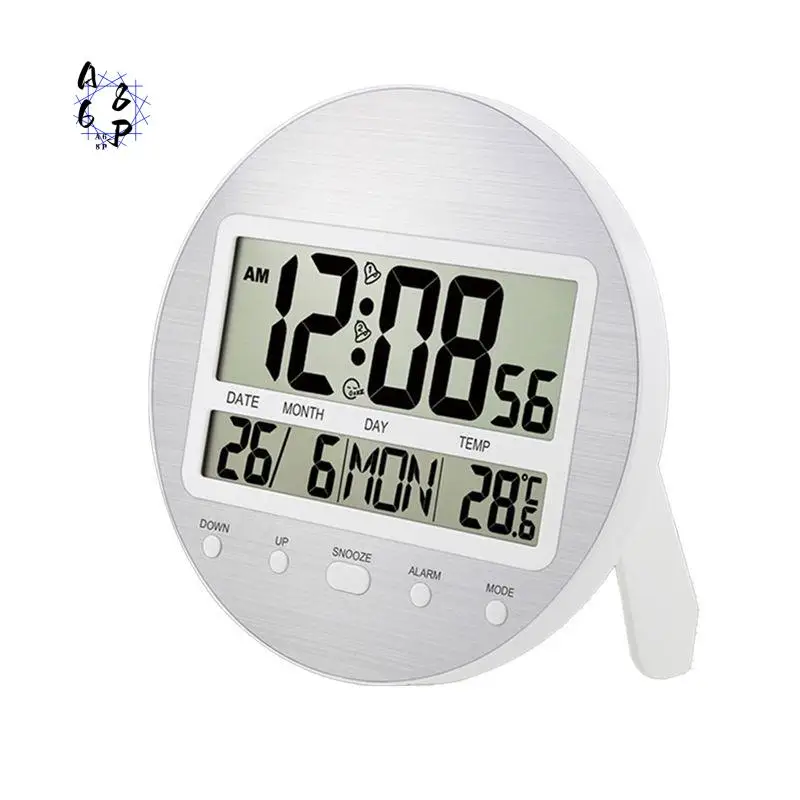 A68P-Alarm Clock 12/24 Hour Battery Operated Self-Setting Wall / Desk Mount Calendar Digital Clock For Bedroom Bedside