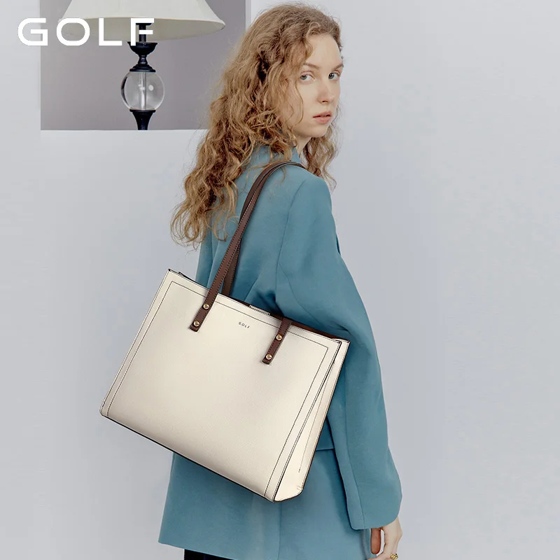 Golf Leather Tote Bag for Women, Simple Large Capacity, One Shoulder Large Bag, Commuting School Bag, New, 2024