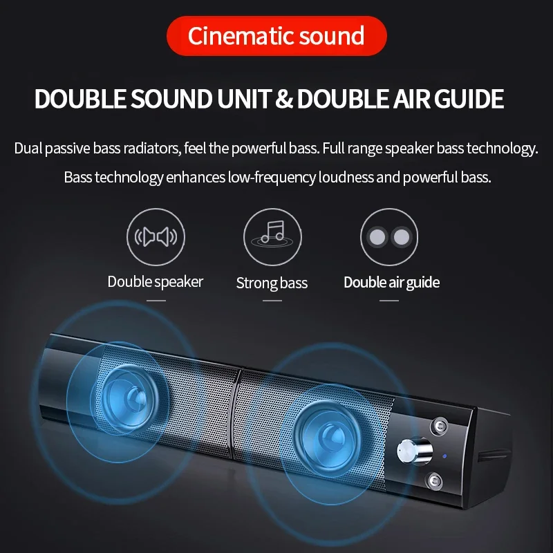 데스크탑 컴퓨터 스피커, USB 연결, 강력한 블루투스, 스테레오, 노트북, 듀얼 스피커, 3D 스테레오 서라운드 시스템, PC, tv용