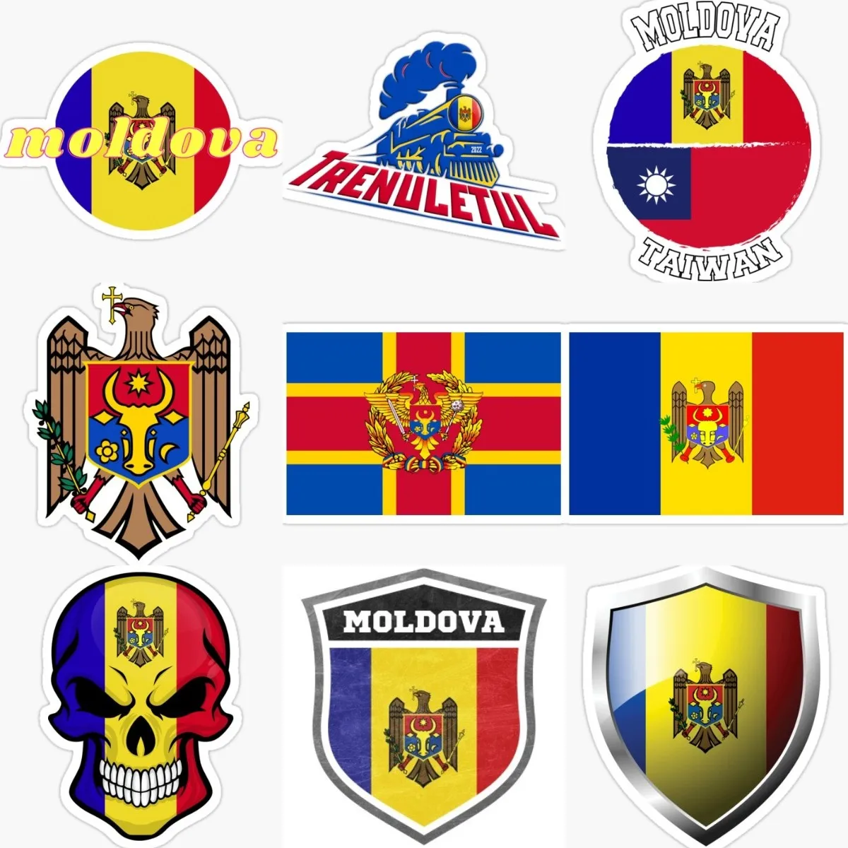 Moldova MD Flag Skull National Emblem Sticker Window Car Laptop Bicycle Wall Table Motorcycle Off-road Helmet Camper PVC Decal