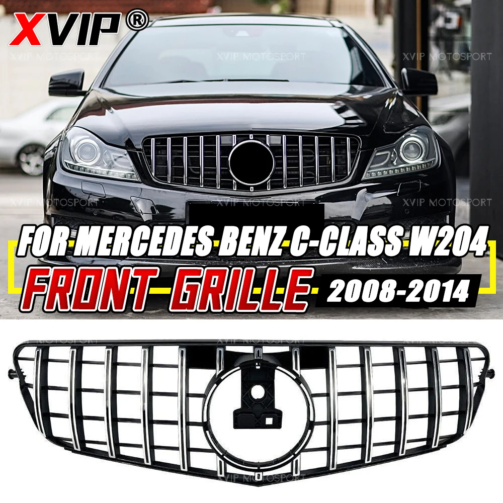 

Решетка переднего бампера XVIP Chrome Silver GT R Style для Mercedes Benz C-Class W204 2008-2014 C180 C200 C230 C250 C280 C300 C350