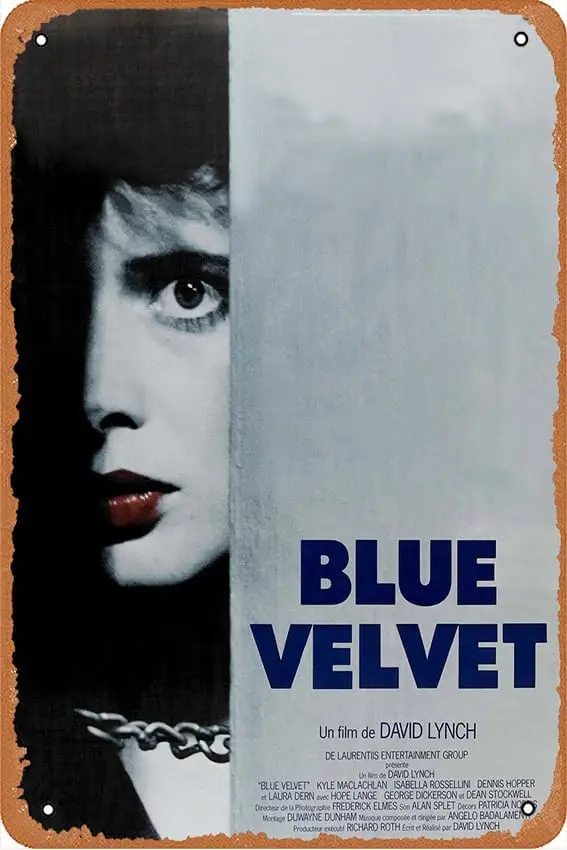 Retro Tin signs Blue Velvet-A Rare Original Vintage French Poster of David Lynchs Surreal Erotic Mystery with Isabella Rossellin