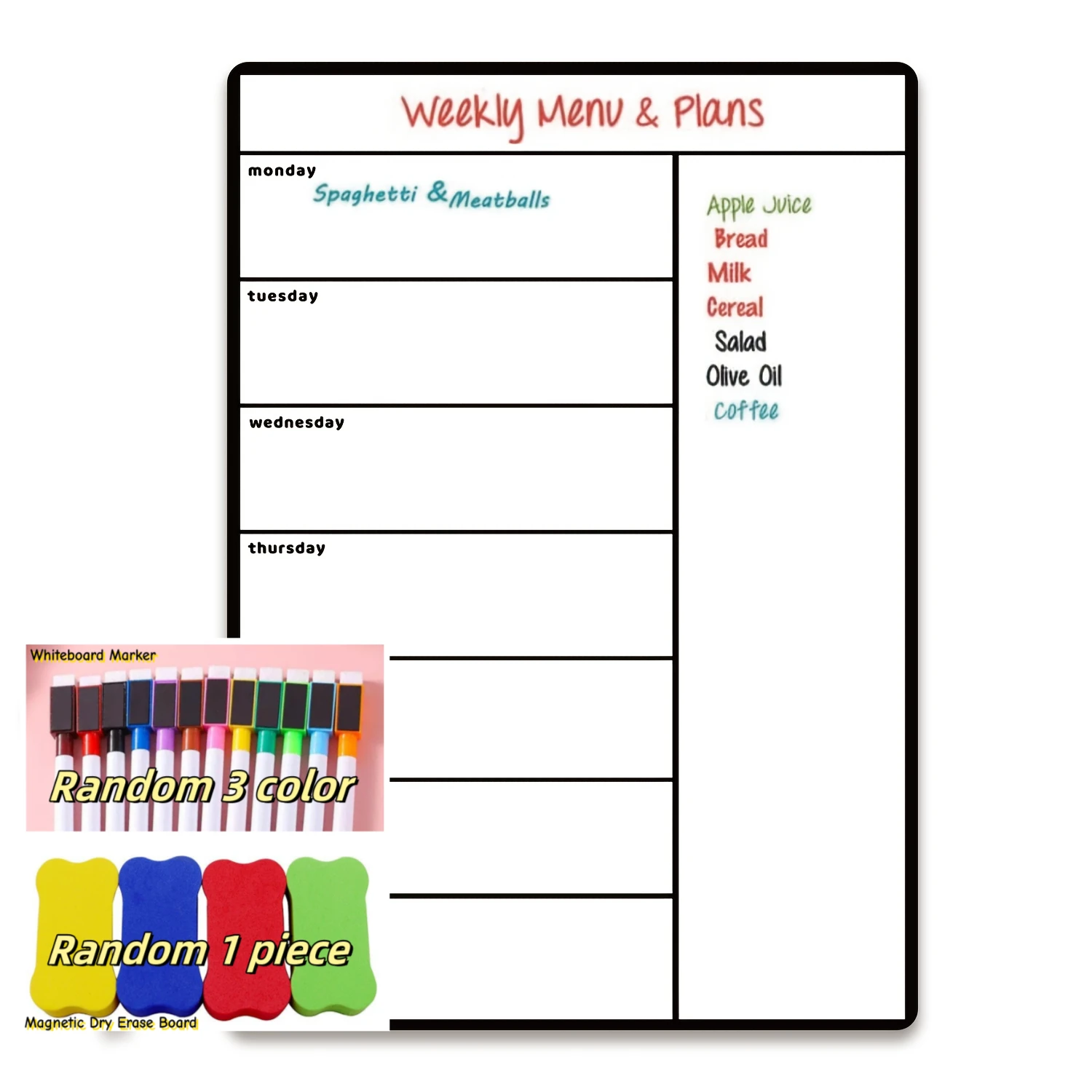 Weekly Planner Whiteboard, Fridge Magnetic Memo Pad to-Do Lists, Notes, Project Schedules, Household Chores, Events, and Dates