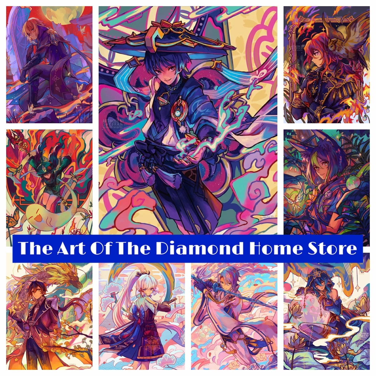 Genshin Impact Kamisato Ayaka 5D DIY AB Diamond Painting Cartoon Character The Wanderer Crystal Cross Stitch Mosaic Home Decor