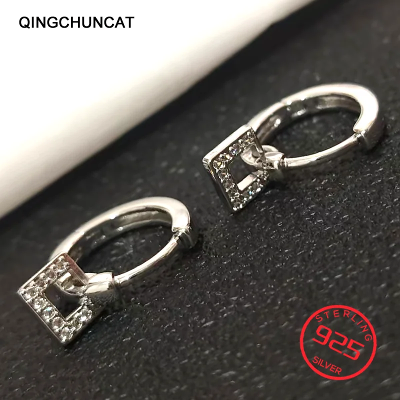 New Fashion Cubic Zircon Hoop Earrings Ear Buckle Round Circle 925 Silver Earrings Simple Ear Hoop Earrings For Women 2026 new