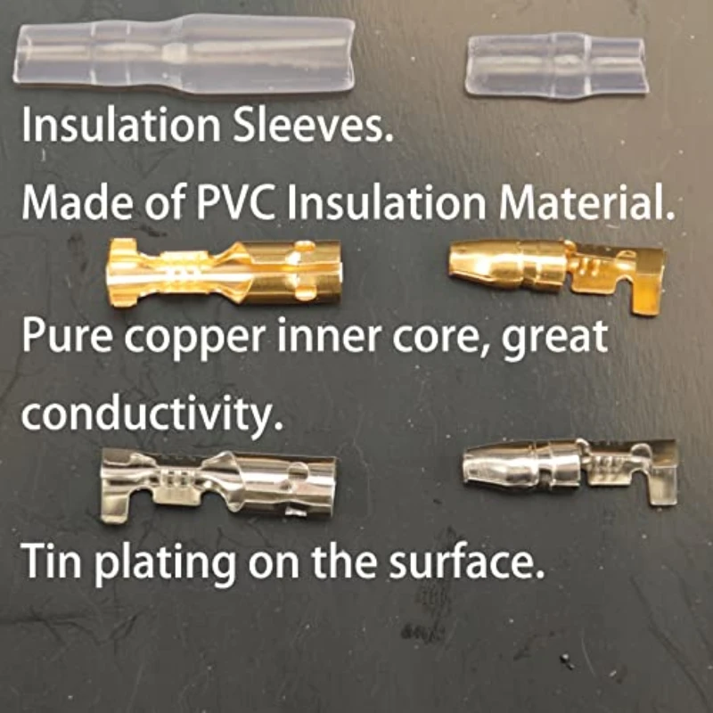 400PCS 3.9mm Bullet Connectors Male and Female, Brass Bullet Terminal Connectors with Insulation Sleeve,Crimp Terminal Connector
