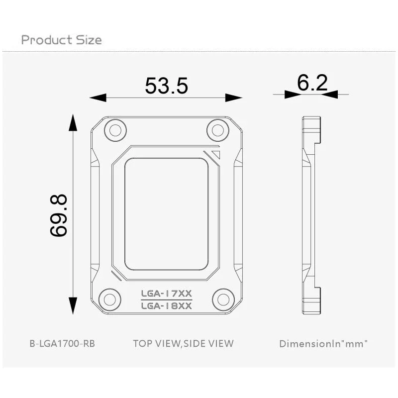 Bykski B-LGA1700-RB /Aluminum Alloy Black Bending Resistance Backplate for INTEL 12th Generation LGA1700 / AMD AM5