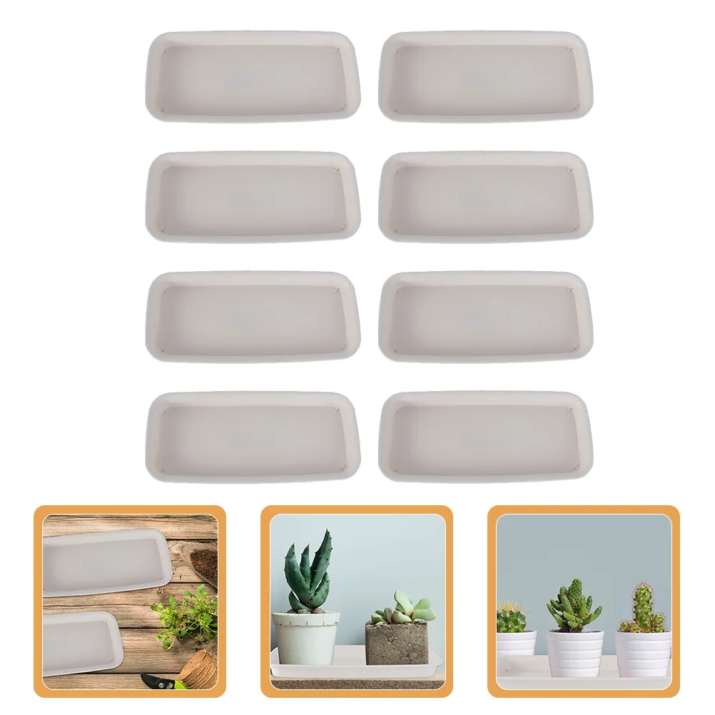 8 Pcs Plant Soil Drip Tray Flower Pot Saucer Rectangle Potting Trays for Plants Table Top