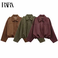 2025 RARA primavera nuevas llegadas chaqueta Bomber texturizada de gamuza para mujer chaqueta informal de estilo callejero que combina con todo