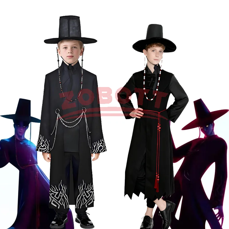 Anime Demon Hunter Saja Boy Jinu Cosplay disfraz Kpop grupo canto estilo coreano hombre traje sombrero negro Y2K gótico Halloween kpop cos