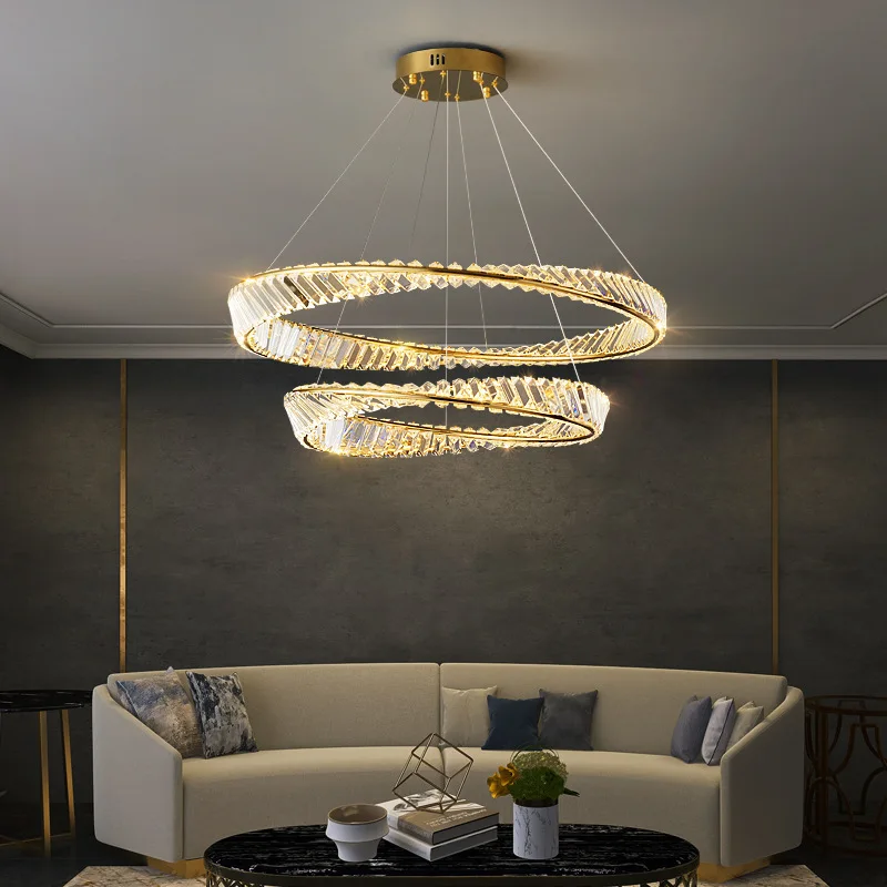 Imagem -04 - Rodada Golden Crystal Led Lustre Regulável Liga Galvanizada Halo Sala Sala Interior Luxo