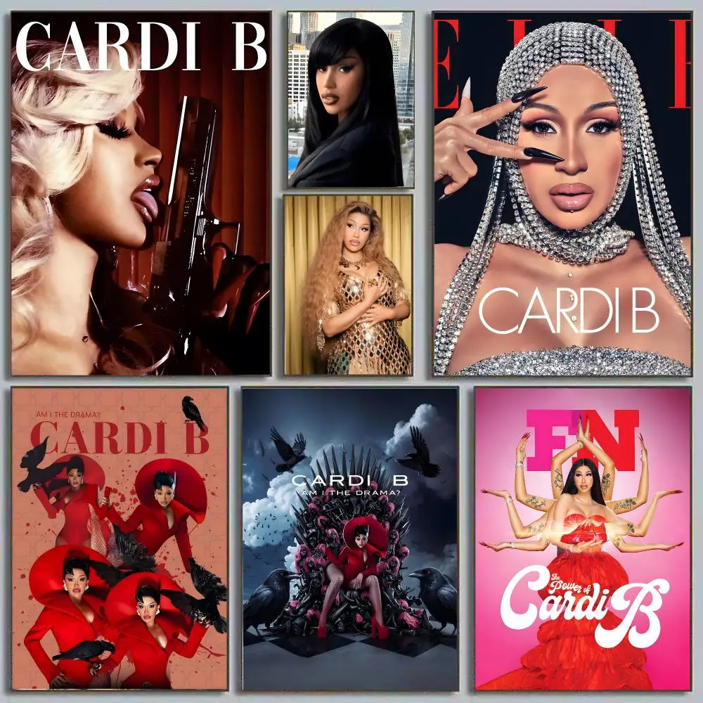 Cardi B Bardi Invasion Bronx Drill Latin Trap Grammy Winner Painting Calligraphy Poster Eco-Friendly Decor Frameless Canvas