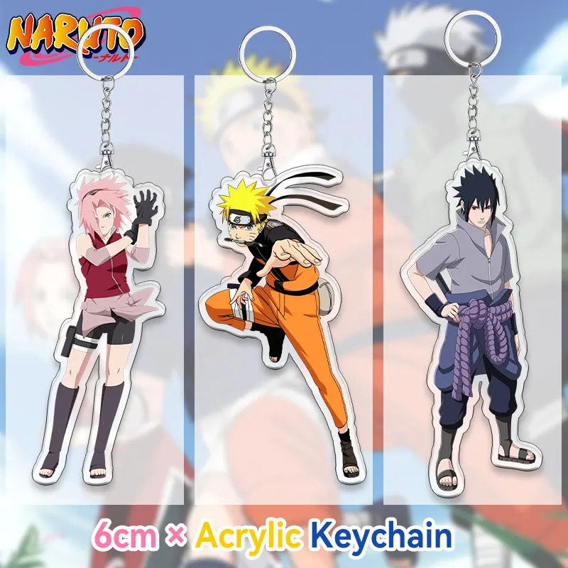 

NARUTO 6CM Acrylic Key Chain Uzumaki Naruto Anime Key Bag Decoration Pendant Metal Accessories Inlaid Chain Hot Selling Gift