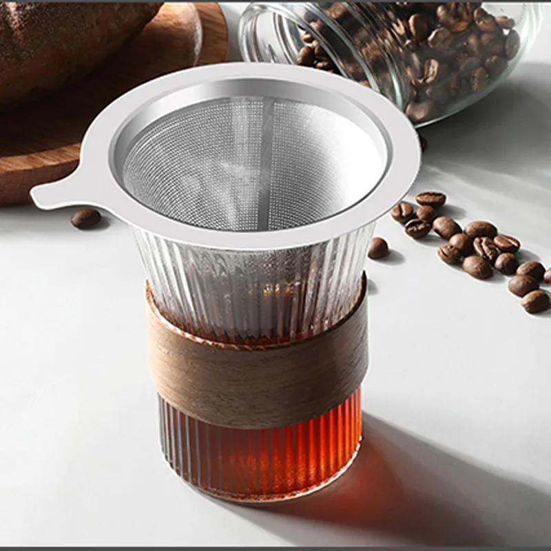 304 Stainless Steel Coffee Filter Reusable Cup Pour Over Coffee Dripper Barista Tool Coffee Tea Filter Holder