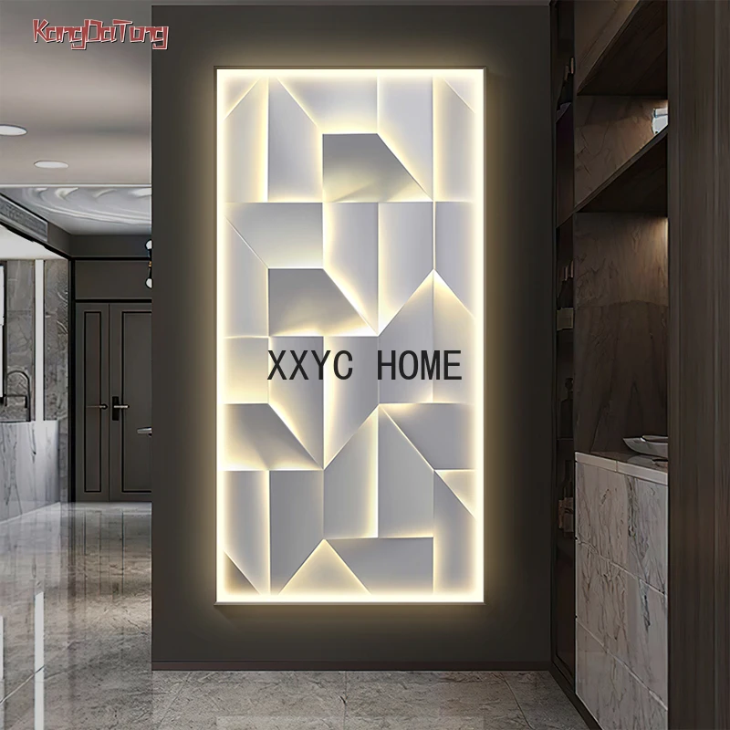 Modern Lattice Interior Painting Led Wall Lamp With Switch For Porch Aisle Living Room Kitchen Hanging Painting Home Decoration