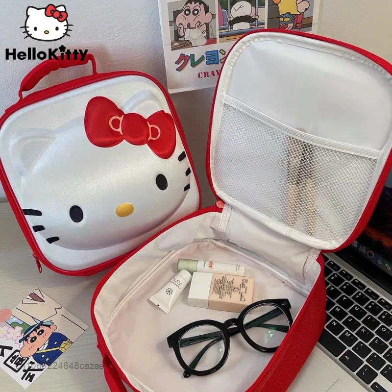 Sanrio Hello Kitty Red 3D Makeup Bag Cute Storage Bag Harajuku Versatile Handbag Y2k Large Capacity Portable Bag For Women Sweet