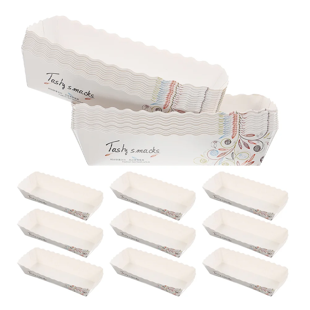 100 Pcs Ship Shaped Packing Carton French Fries Paper Container Frying Chicken Holders Hot Dog Sushi Tray Sandwich Containers