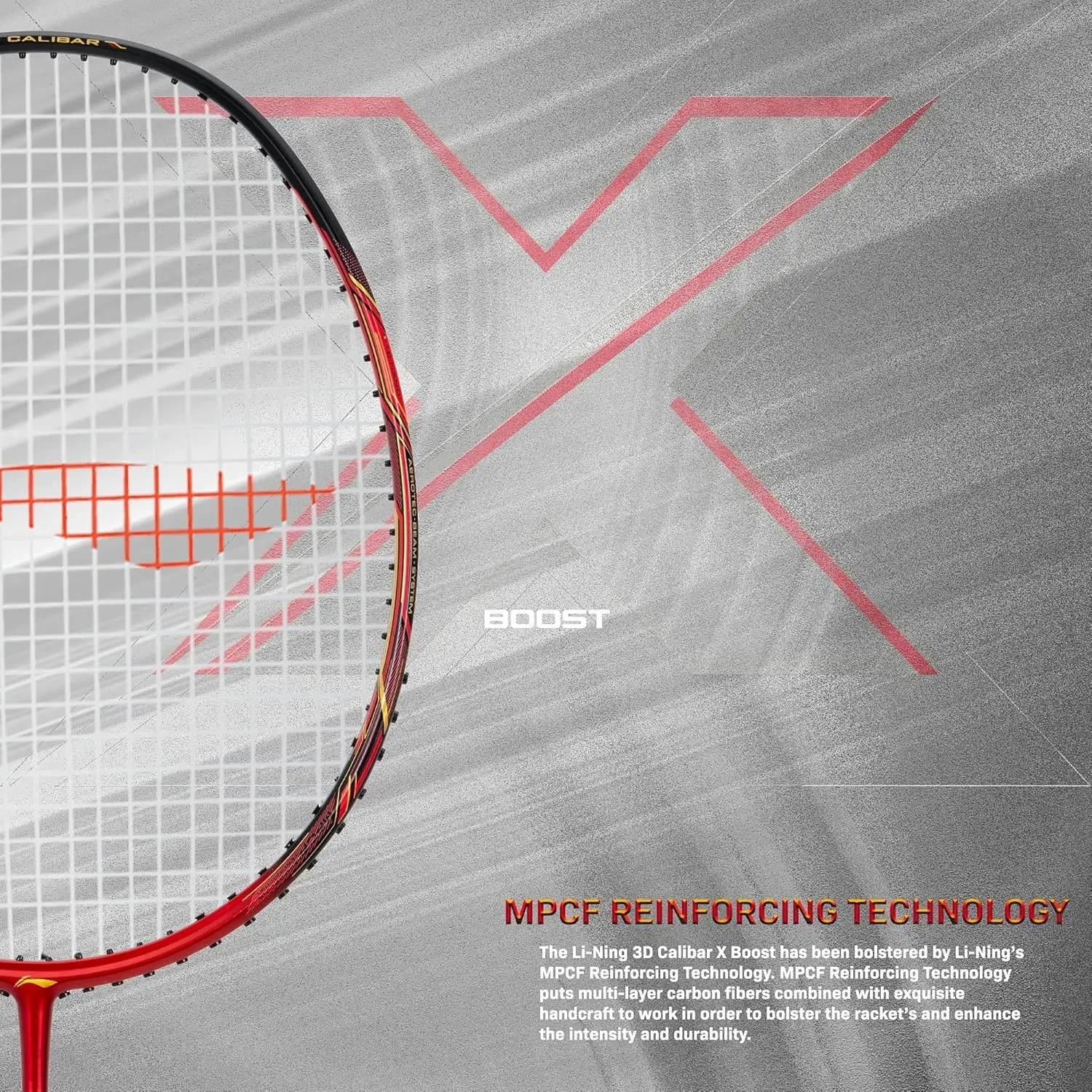 Calibar X Boost Carbon Graphite Strung Racquet, 83 Grams, 30 Lbs String Tension and Free Full cover(Red/Black)