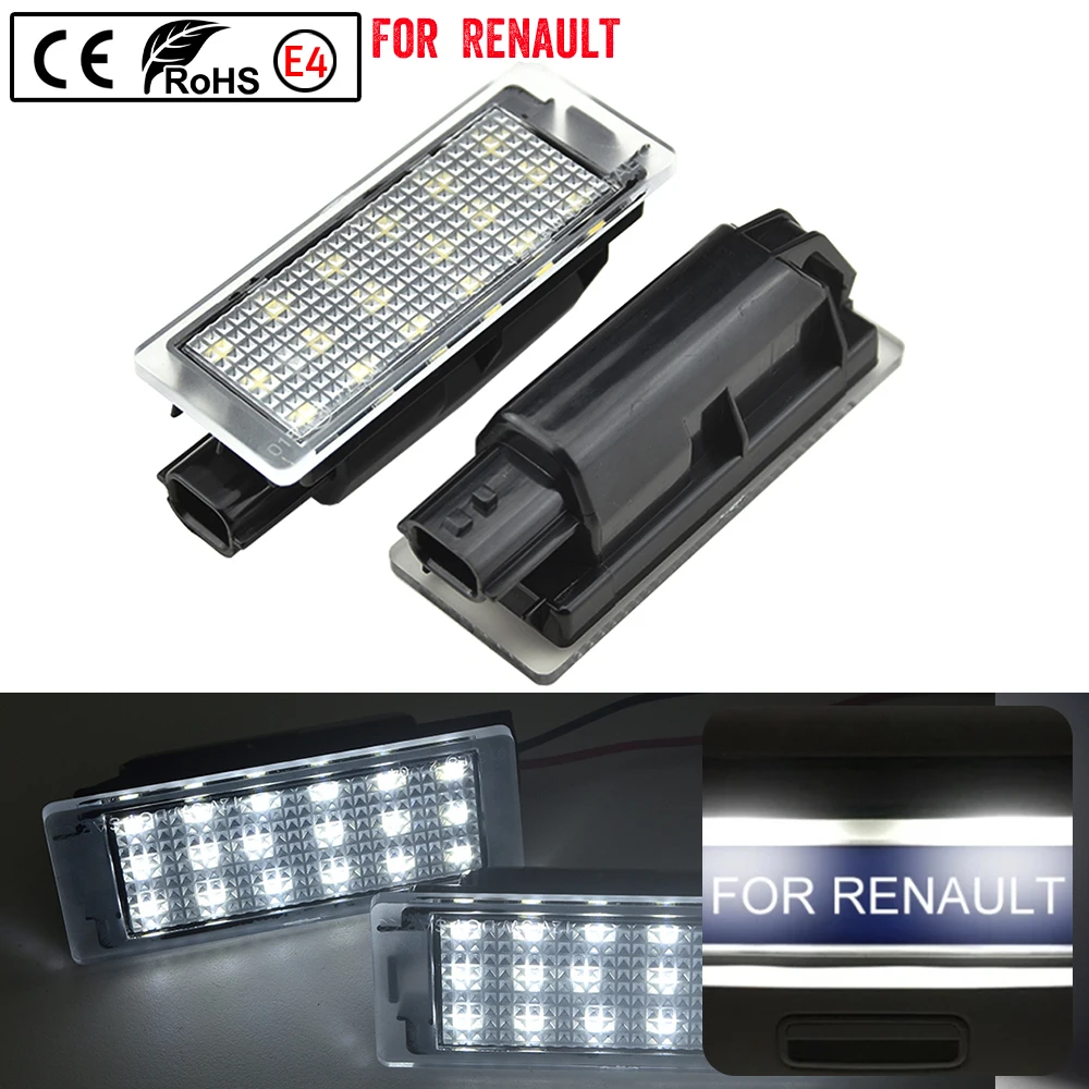 2 قطعة LED لوحة ترخيص السيارة LightNumber لوحة ضوء لوحة ترخيص ضوء لرينو كليو MK III MK IV 2006 +