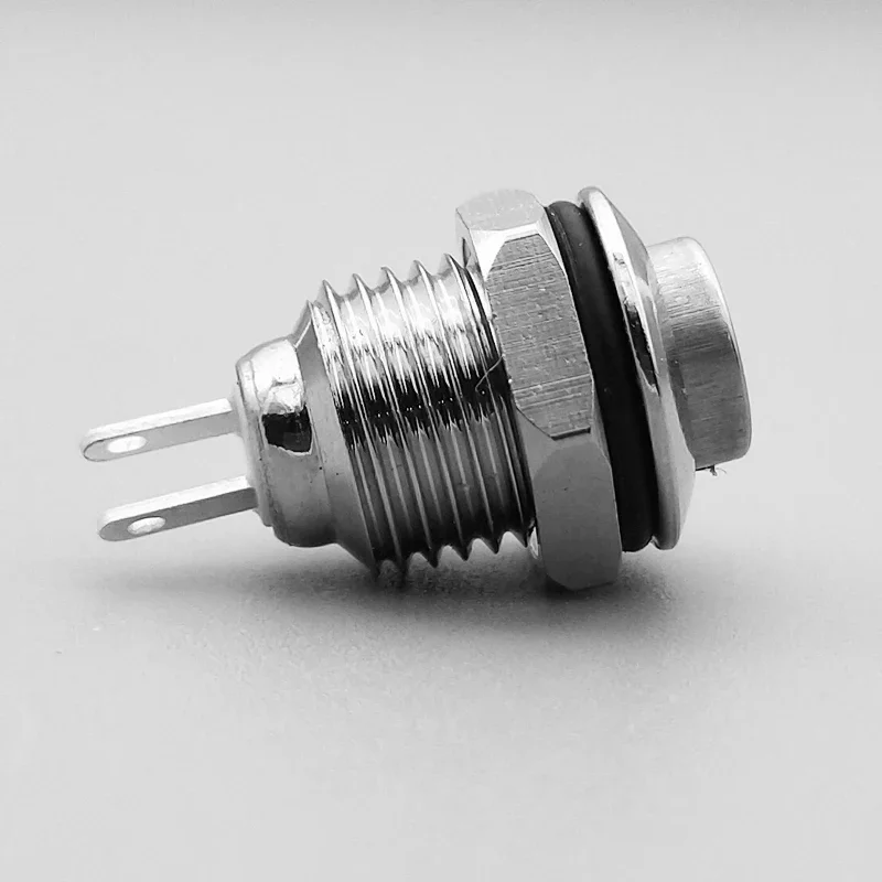 1Pcs 10mm 2pin Panel Hole Metal Push Button Switch High Head Self-locking/Latching Self-reset/Momentary soldering IP67 1NO