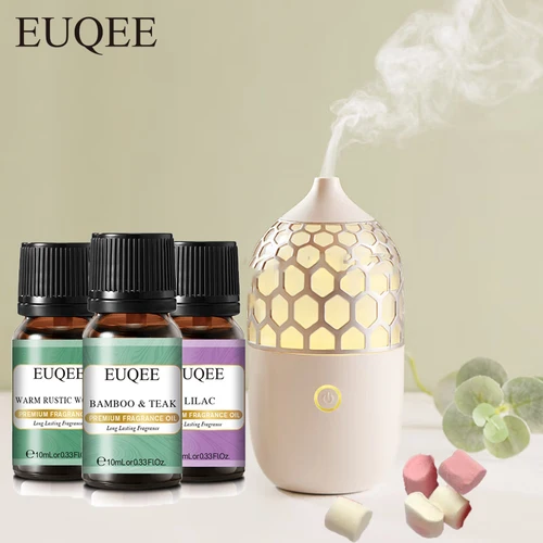 EUQEE 10ml aceite aromático Premium cuero Bahía ron corona navideña aceites aromáticos madera de cedro sándalo lila aceite aromático de coco