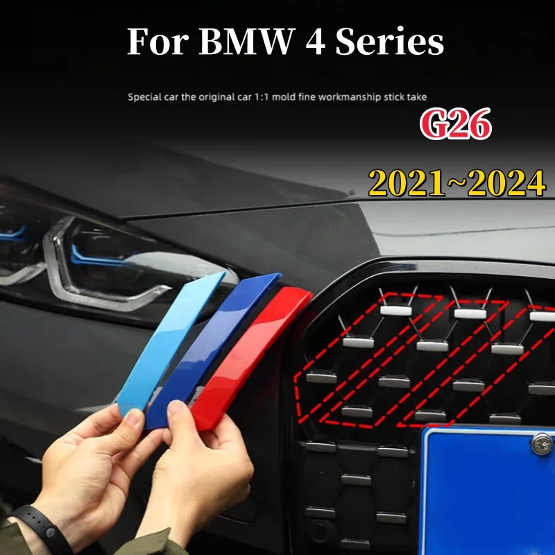

For BMW 4 Series G26 2021 2022 2023 2024 3D Car Front Grille Trim Strips Grill Cover M Stickers Accessories